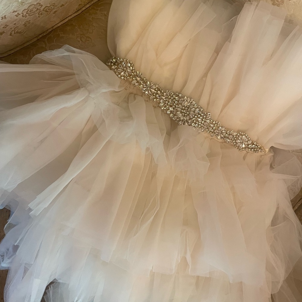 Vici Cream Strapless Ruffle Dress
